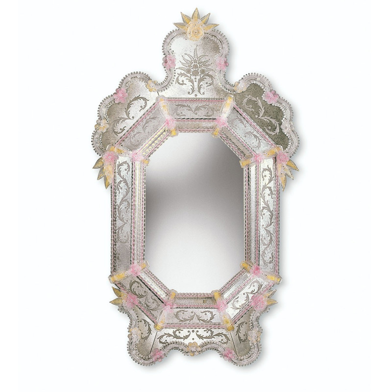 "Alina" espejo veneciano oro y rosa
