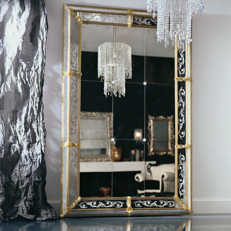 "Odetta" espejo veneciano ámbar