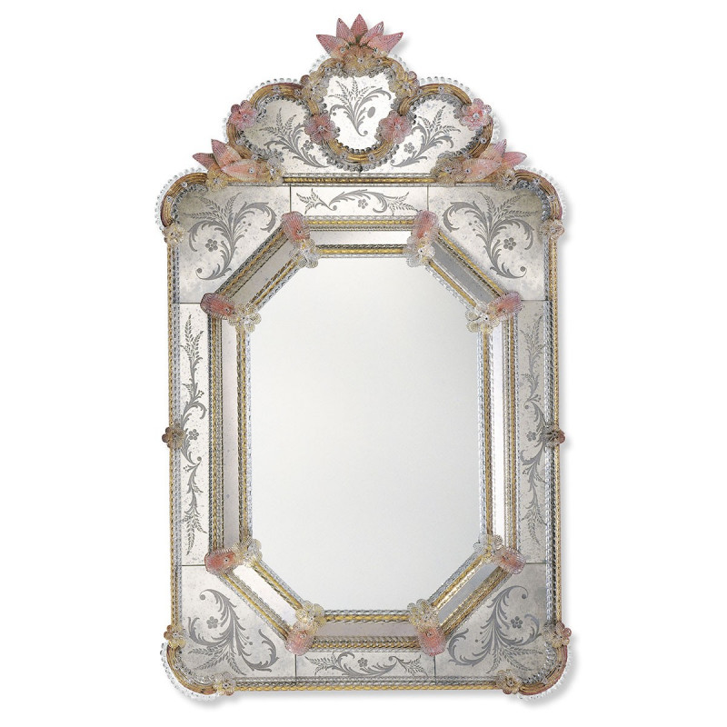 "Dafne" espejo veneciano oro y rosa