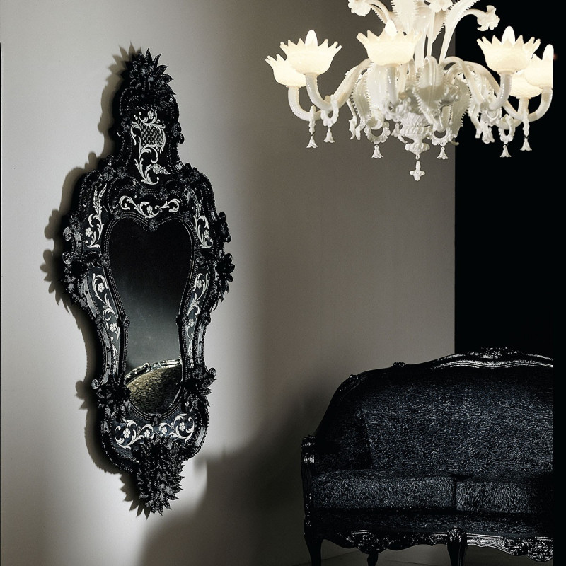 "Porzia" espejo veneciano negro